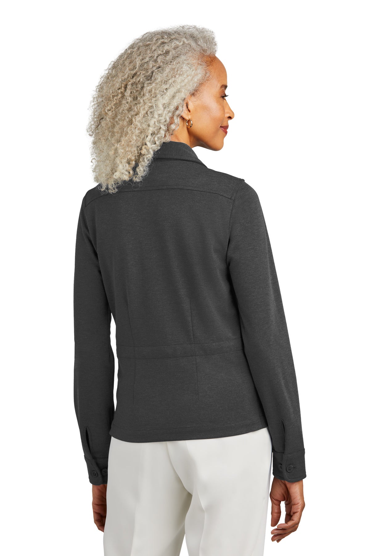Brooks Brothers Women's Mid-Layer Stretch Button Jacket BB18205 Windsor Grey Heather