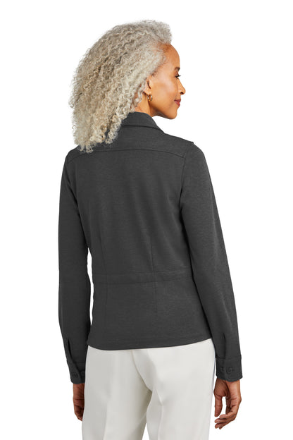 Brooks Brothers Women's Mid-Layer Stretch Button Jacket BB18205 Windsor Grey Heather