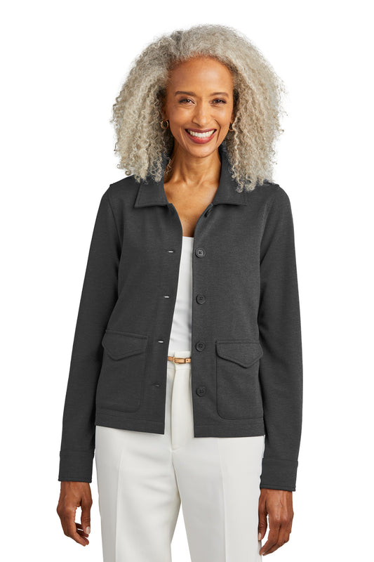 Brooks Brothers Women's Mid-Layer Stretch Button Jacket BB18205 Windsor Grey Heather