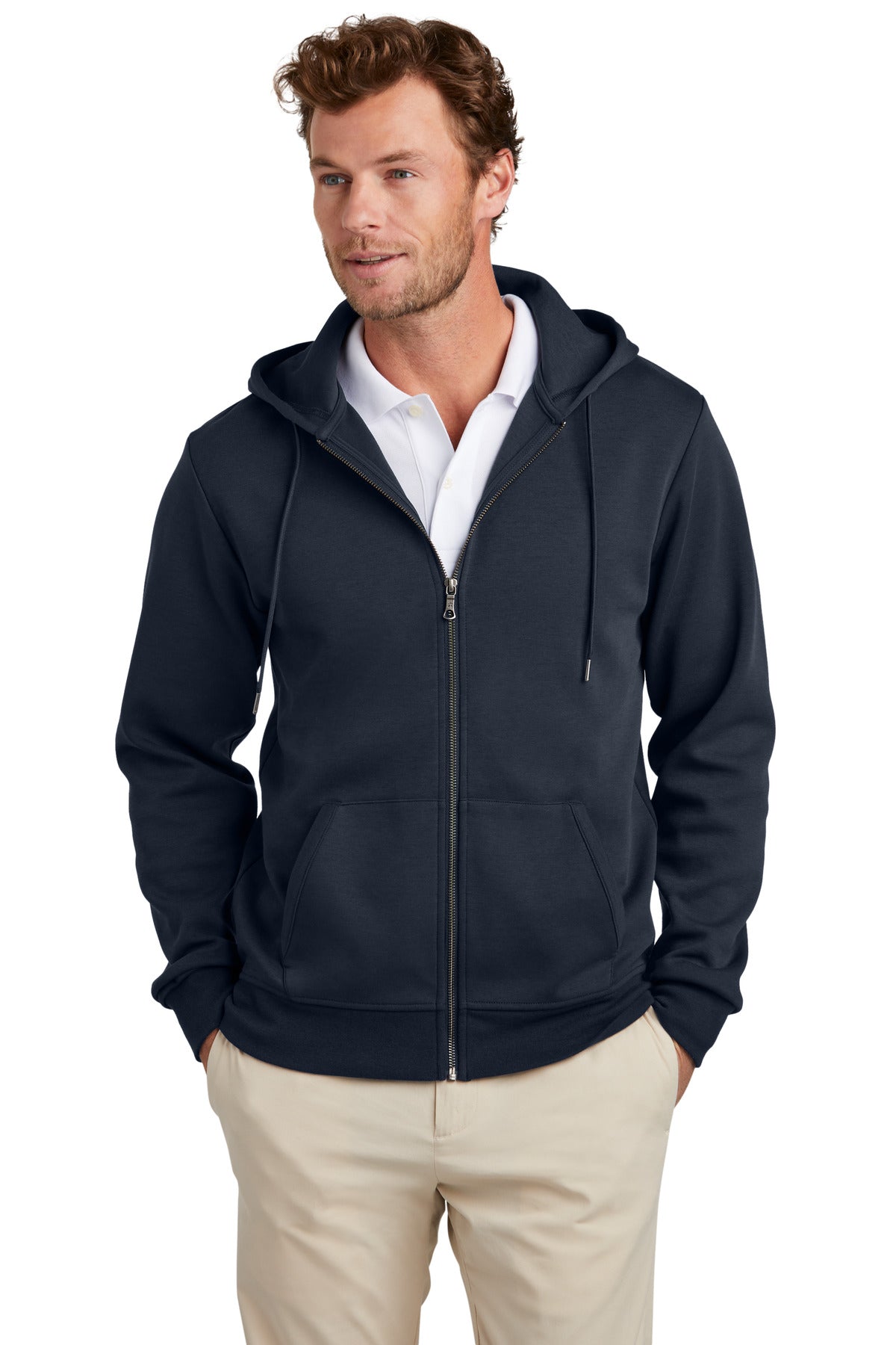 Brooks Brothers Double-Knit Full-Zip Hoodie BB18208 Night Navy