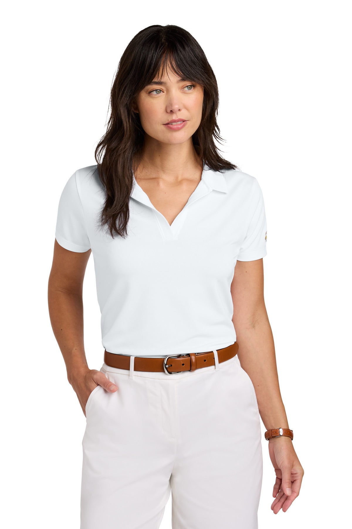 Brooks Brothers Women's Mesh Pique Performance Polo BB18221 White