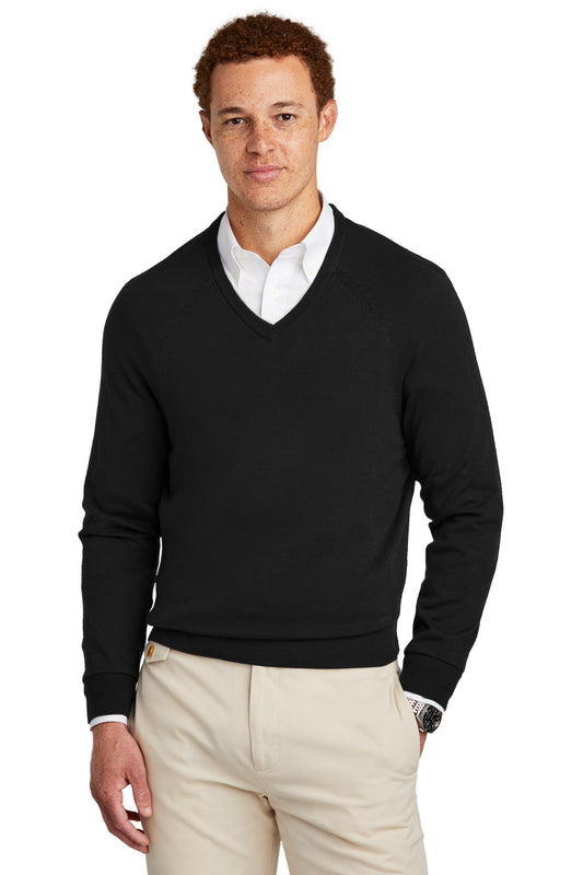 Brooks Brothers Cotton Stretch V-Neck Sweater BB18400 Deep Black