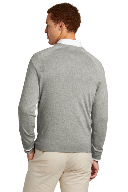 Brooks Brothers Cotton Stretch V-Neck Sweater BB18400 Light Shadow Grey Heather