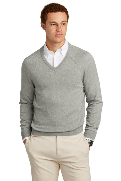Brooks Brothers Cotton Stretch V-Neck Sweater BB18400 Light Shadow Grey Heather