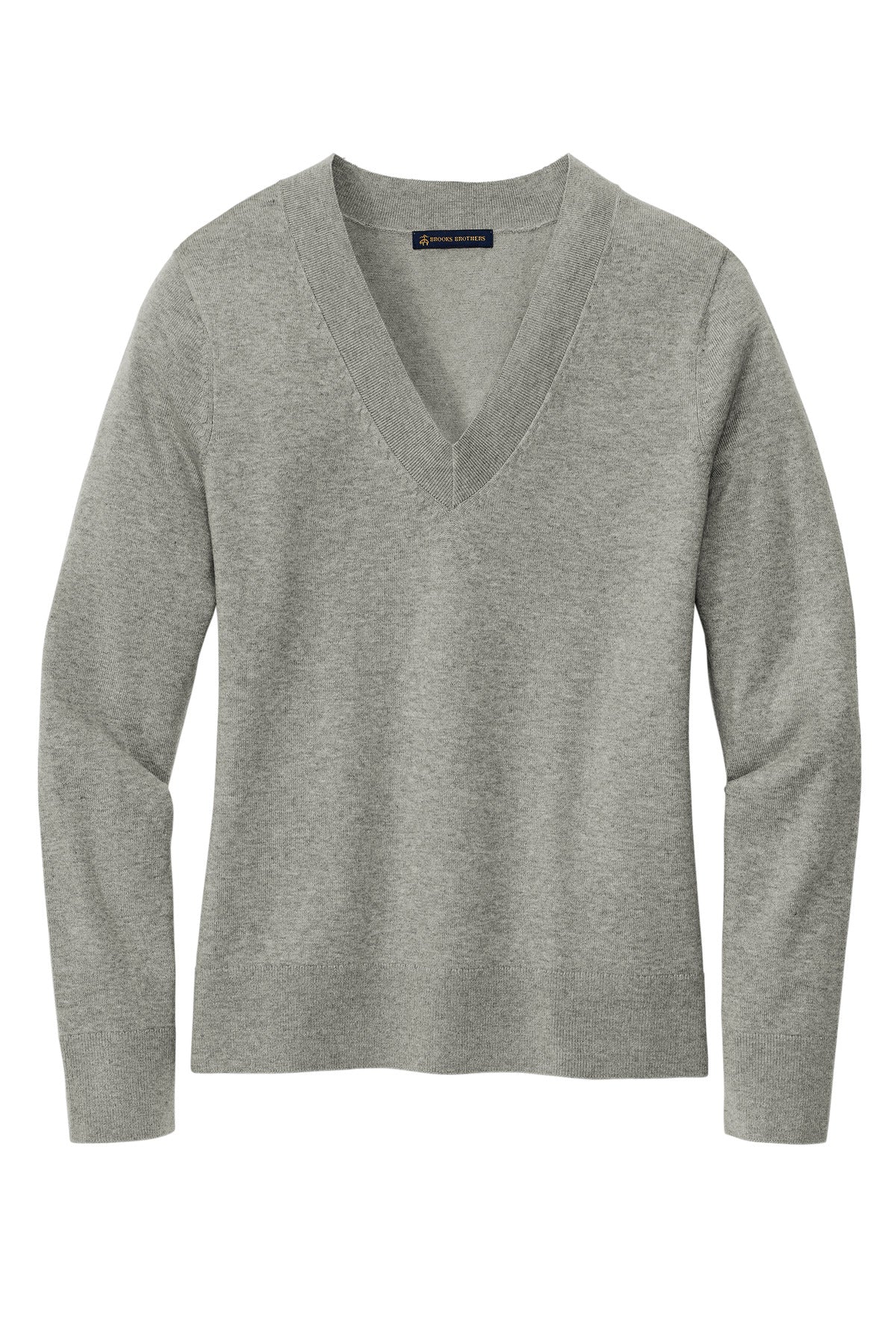 Brooks Brothers Women's Cotton Stretch V-Neck Sweater BB18401 Light Shadow Grey Heather