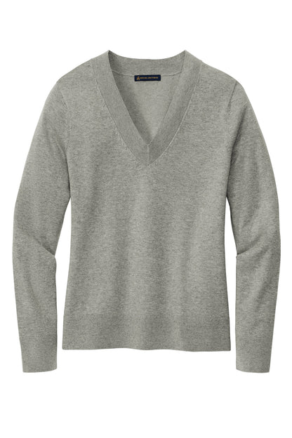 Brooks Brothers Women's Cotton Stretch V-Neck Sweater BB18401 Light Shadow Grey Heather