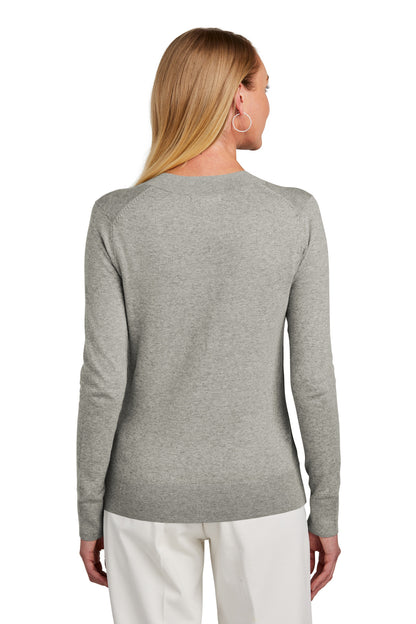 Brooks Brothers Women's Cotton Stretch V-Neck Sweater BB18401 Light Shadow Grey Heather