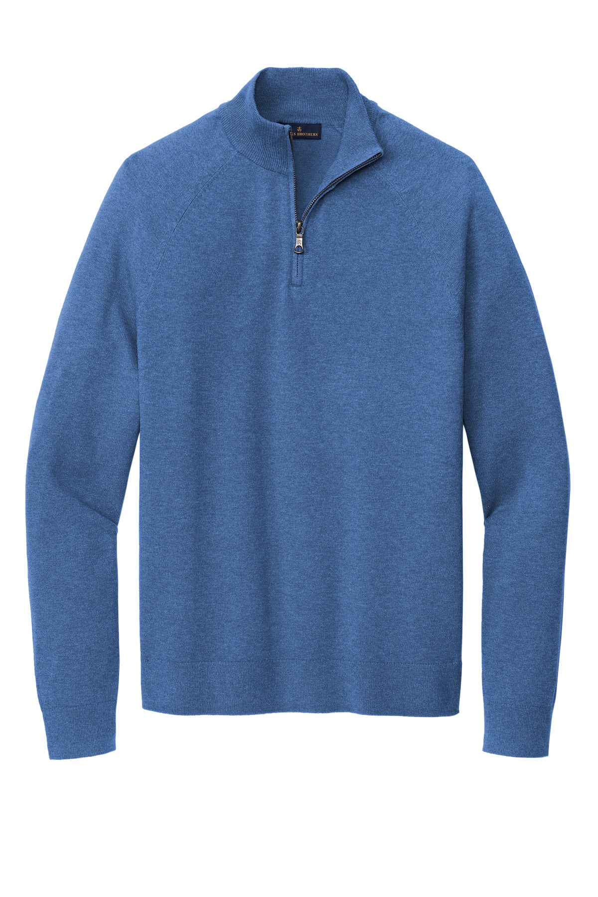 Brooks Brothers Cotton Stretch 1/4-Zip Sweater BB18402 Charter Blue Heather