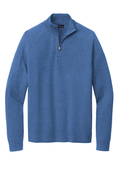 Brooks Brothers Cotton Stretch 1/4-Zip Sweater BB18402 Charter Blue Heather