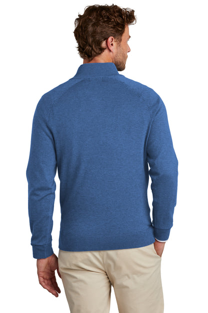 Brooks Brothers Cotton Stretch 1/4-Zip Sweater BB18402 Charter Blue Heather
