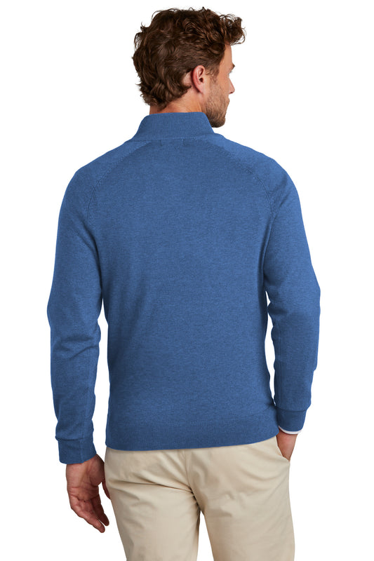 Brooks Brothers Cotton Stretch 1/4-Zip Sweater BB18402 Charter Blue Heather