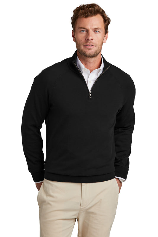 Brooks Brothers Cotton Stretch 1/4-Zip Sweater BB18402 Deep Black