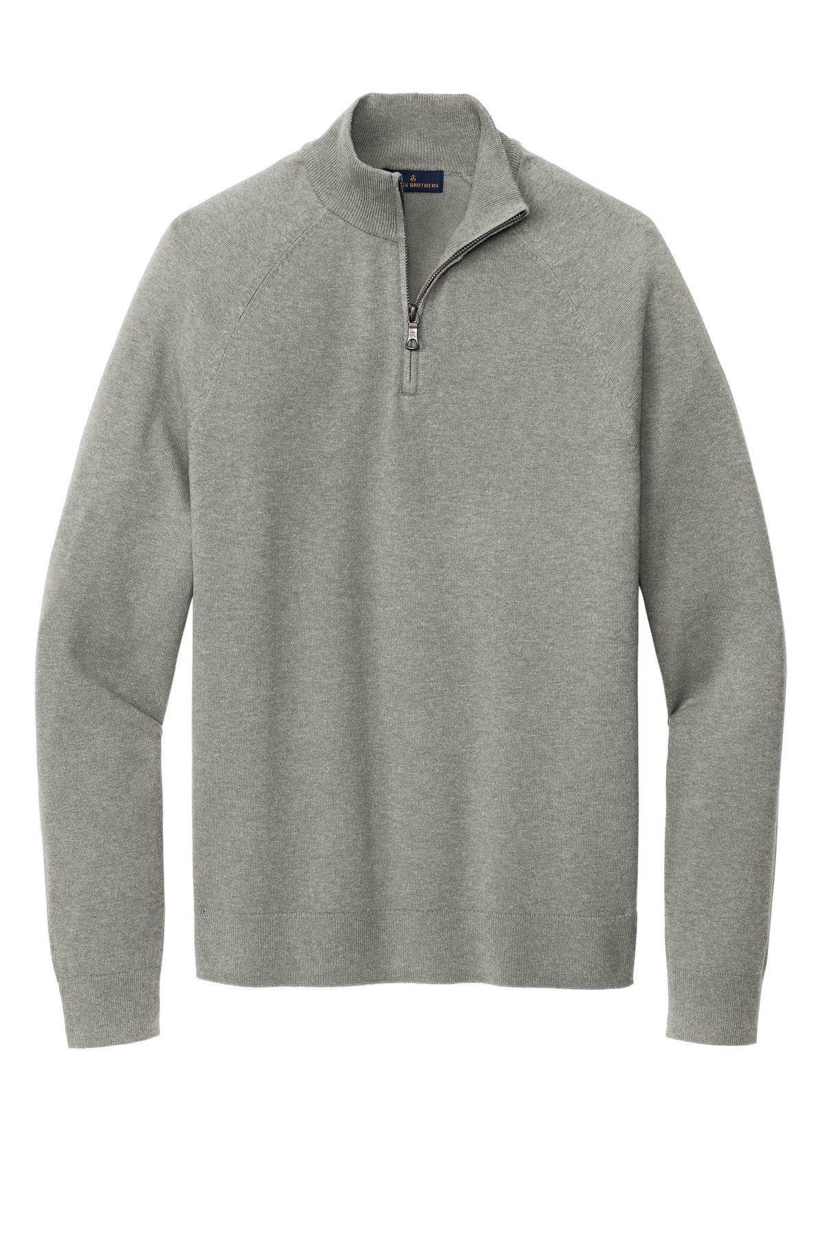 Brooks Brothers Cotton Stretch 1/4-Zip Sweater BB18402 Light Shadow Grey Heather