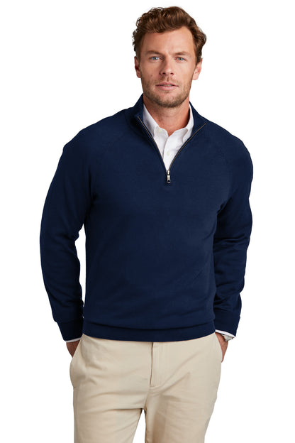 Brooks Brothers Cotton Stretch 1/4-Zip Sweater BB18402 Navy Blazer