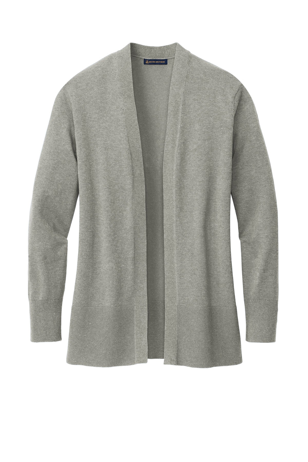 Brooks Brothers Women's Cotton Stretch Long Cardigan Sweater BB18403 Light Shadow Grey Heather