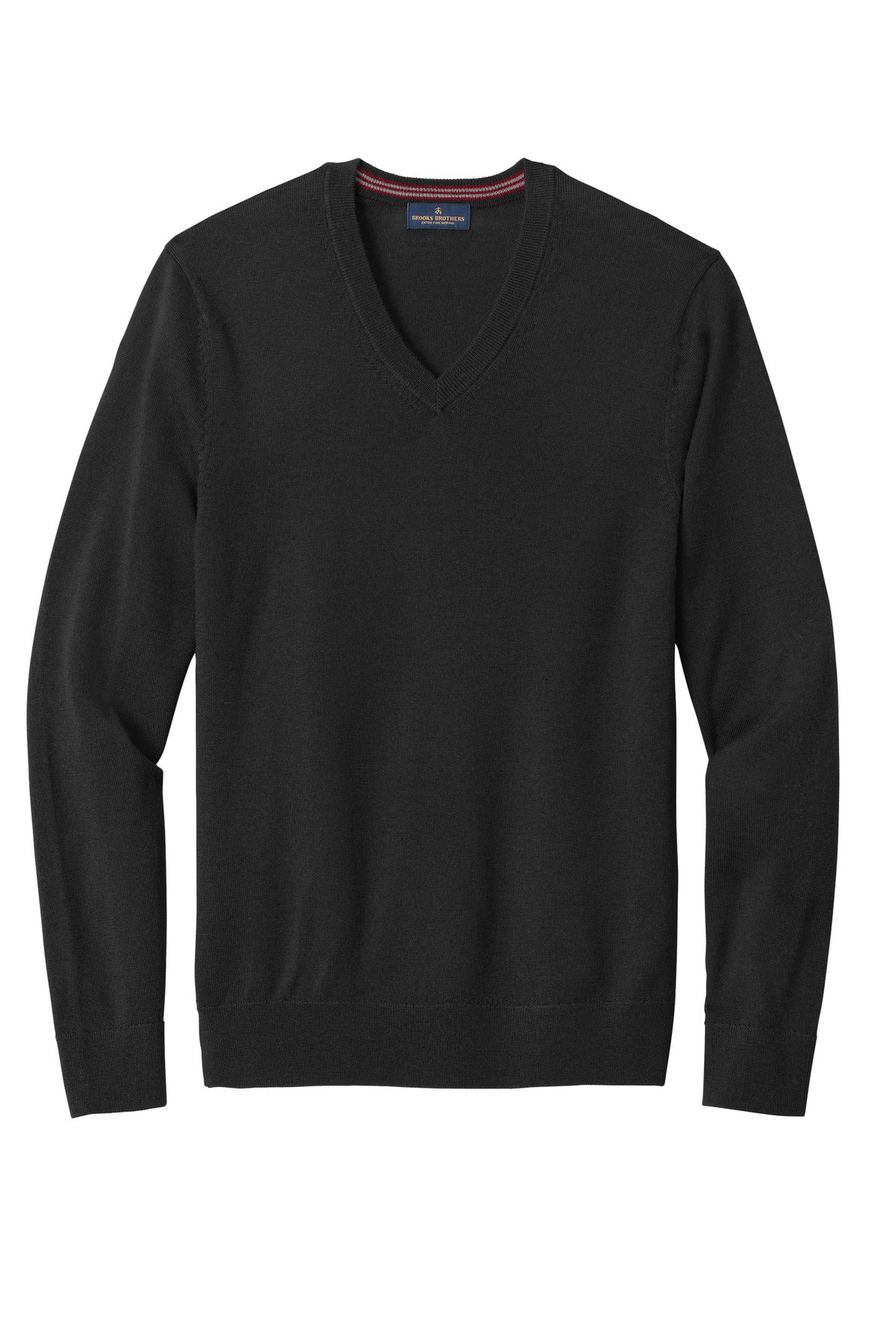 Brooks Brothers Washable Merino V-Neck Sweater BB18410 Deep Black