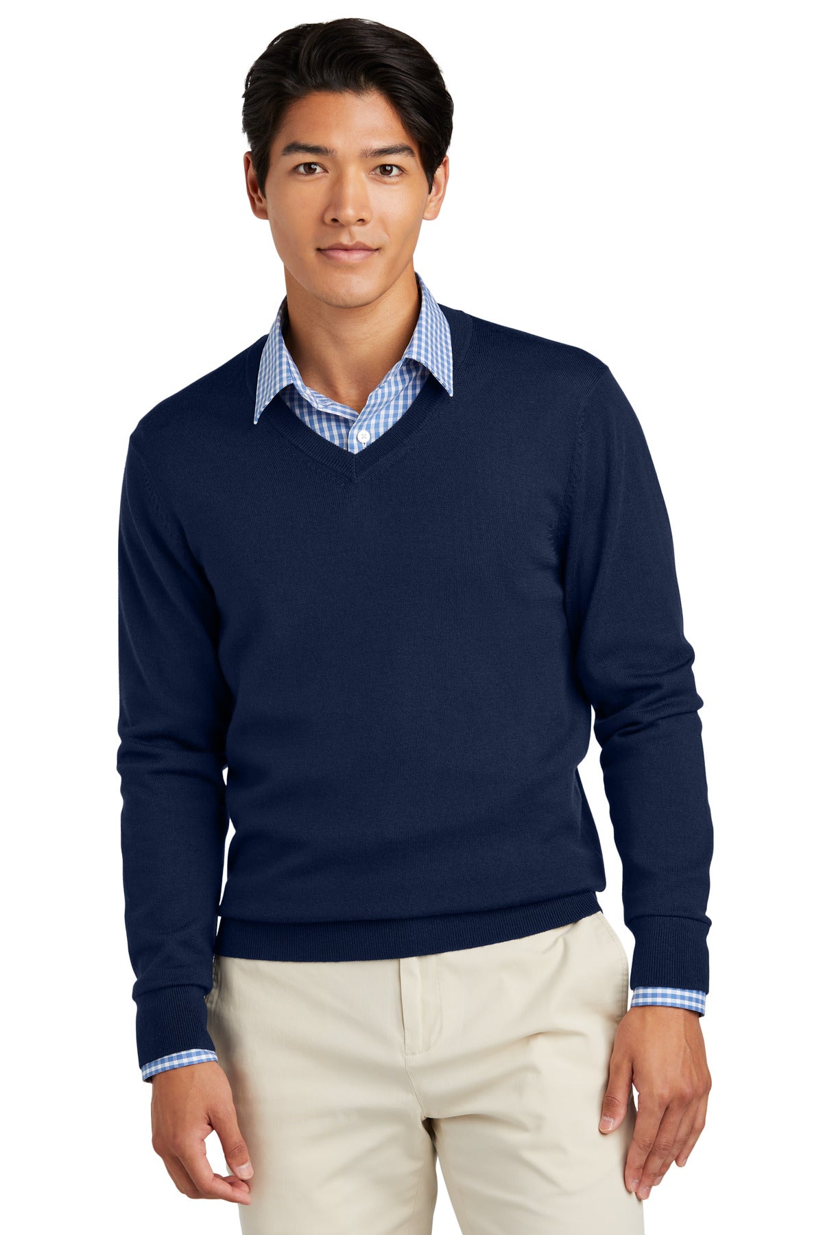 Brooks Brothers Washable Merino V-Neck Sweater BB18410 Navy Blazer