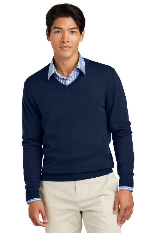 Brooks Brothers Washable Merino V-Neck Sweater BB18410 Navy Blazer