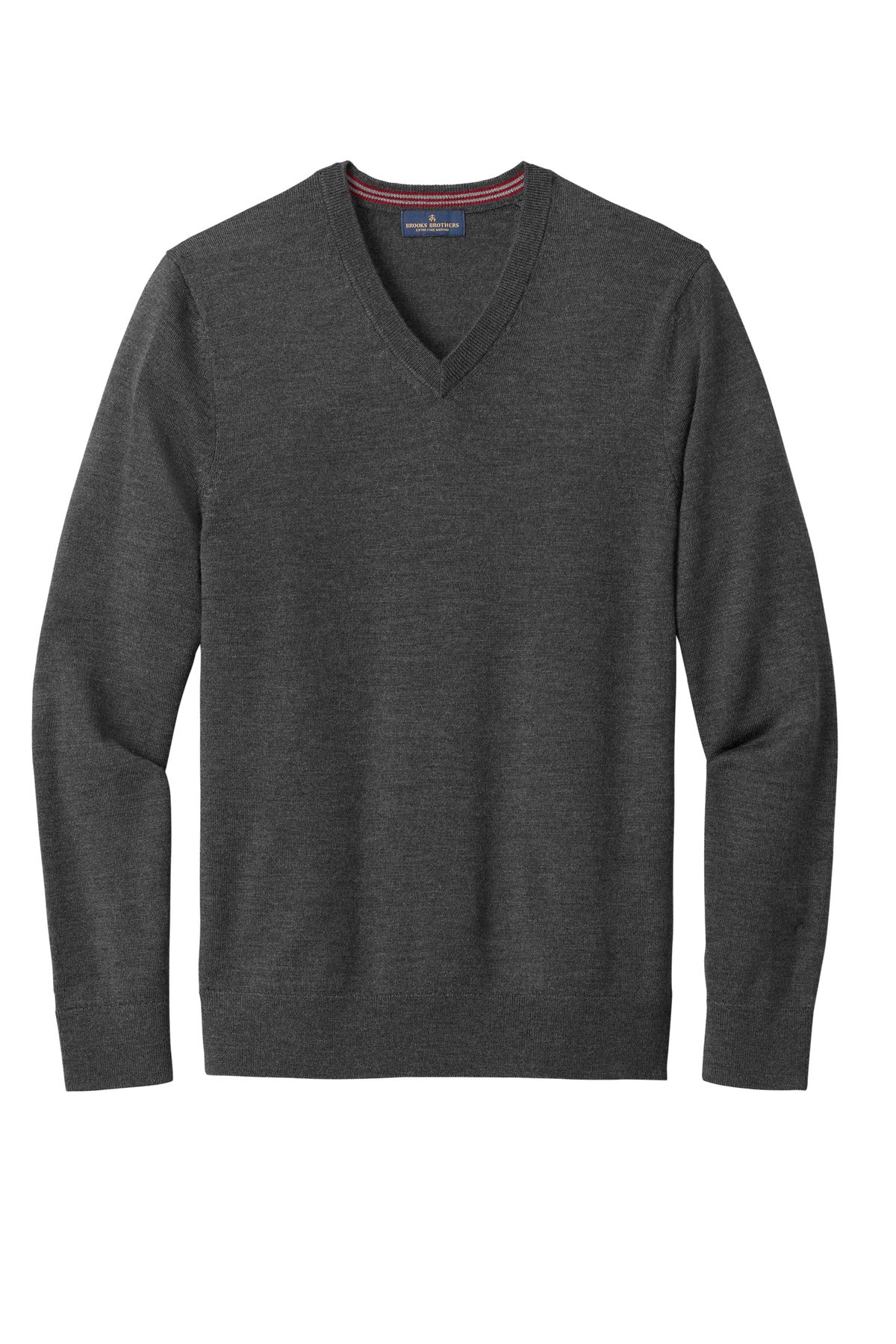 Brooks Brothers Washable Merino V-Neck Sweater BB18410 Windsor Grey Heather