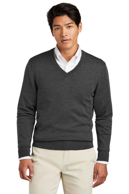 Brooks Brothers Washable Merino V-Neck Sweater BB18410 Windsor Grey Heather