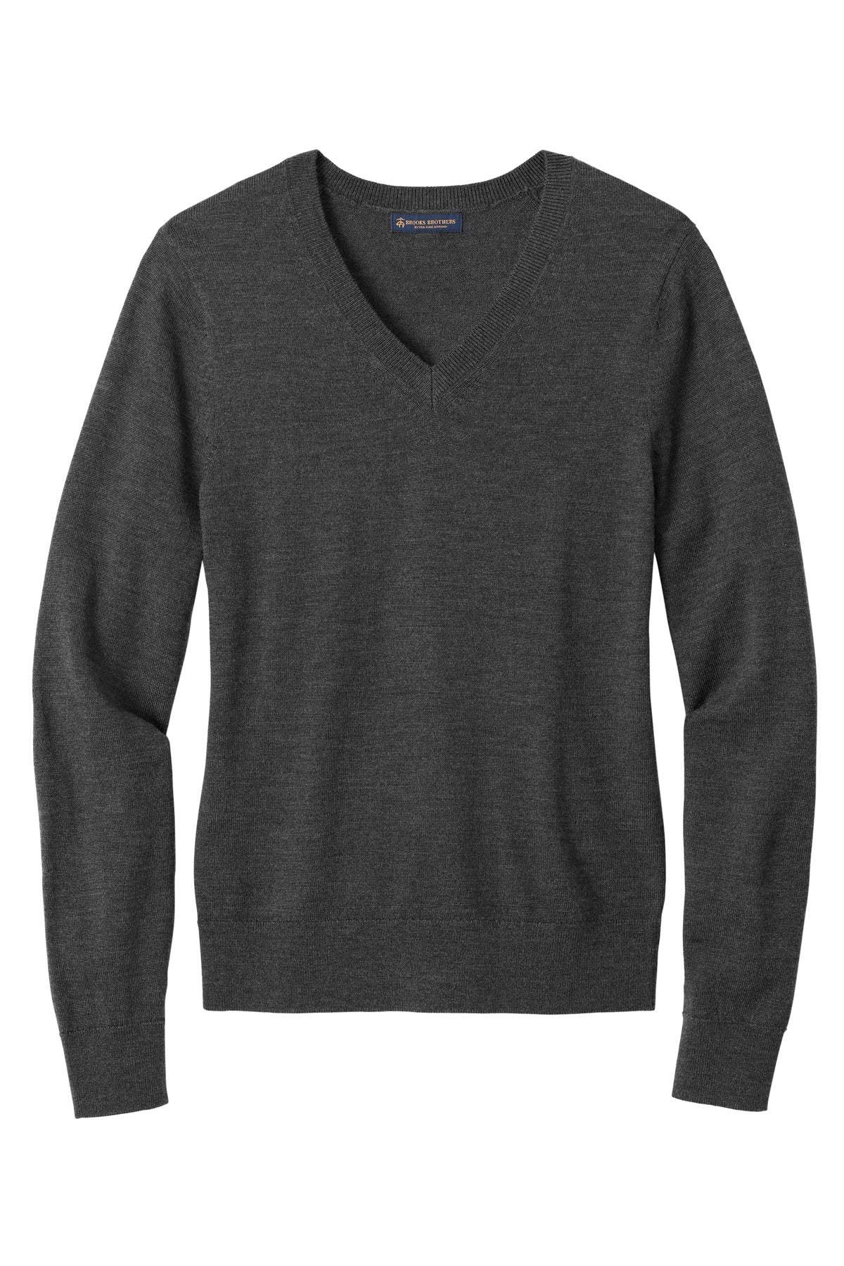 Brooks Brothers Women's Washable Merino V-Neck Sweater BB18411 Windsor Grey Heather