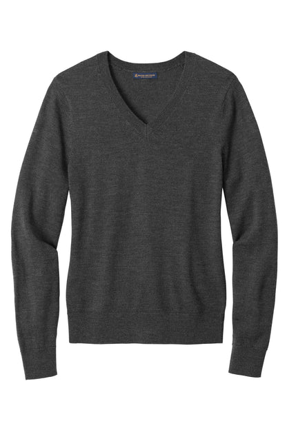 Brooks Brothers Women's Washable Merino V-Neck Sweater BB18411 Windsor Grey Heather