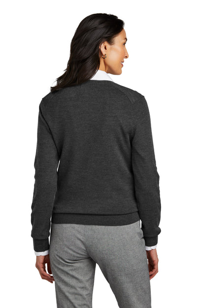 Brooks Brothers Women's Washable Merino V-Neck Sweater BB18411 Windsor Grey Heather