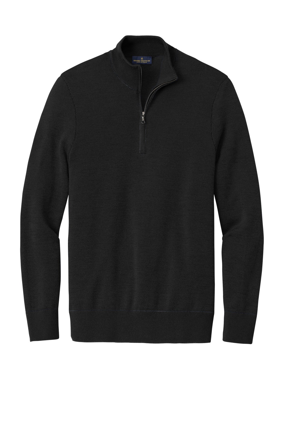 Brooks Brothers Washable Merino Birdseye 1/4-Zip Sweater BB18412 Deep Black