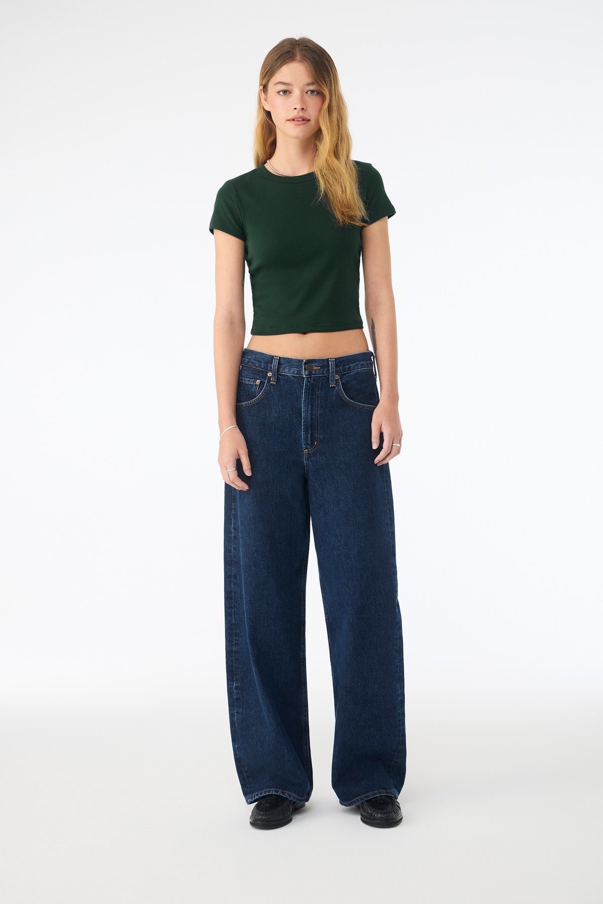 BELLA+CANVAS Women's Micro Rib Baby Tee BC1010 Solid Forest Blend