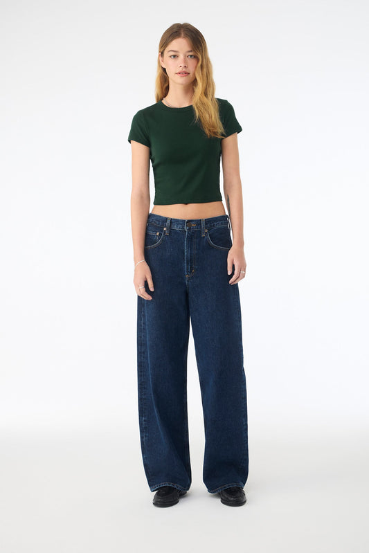 BELLA+CANVAS Women's Micro Rib Baby Tee BC1010 Solid Forest Blend
