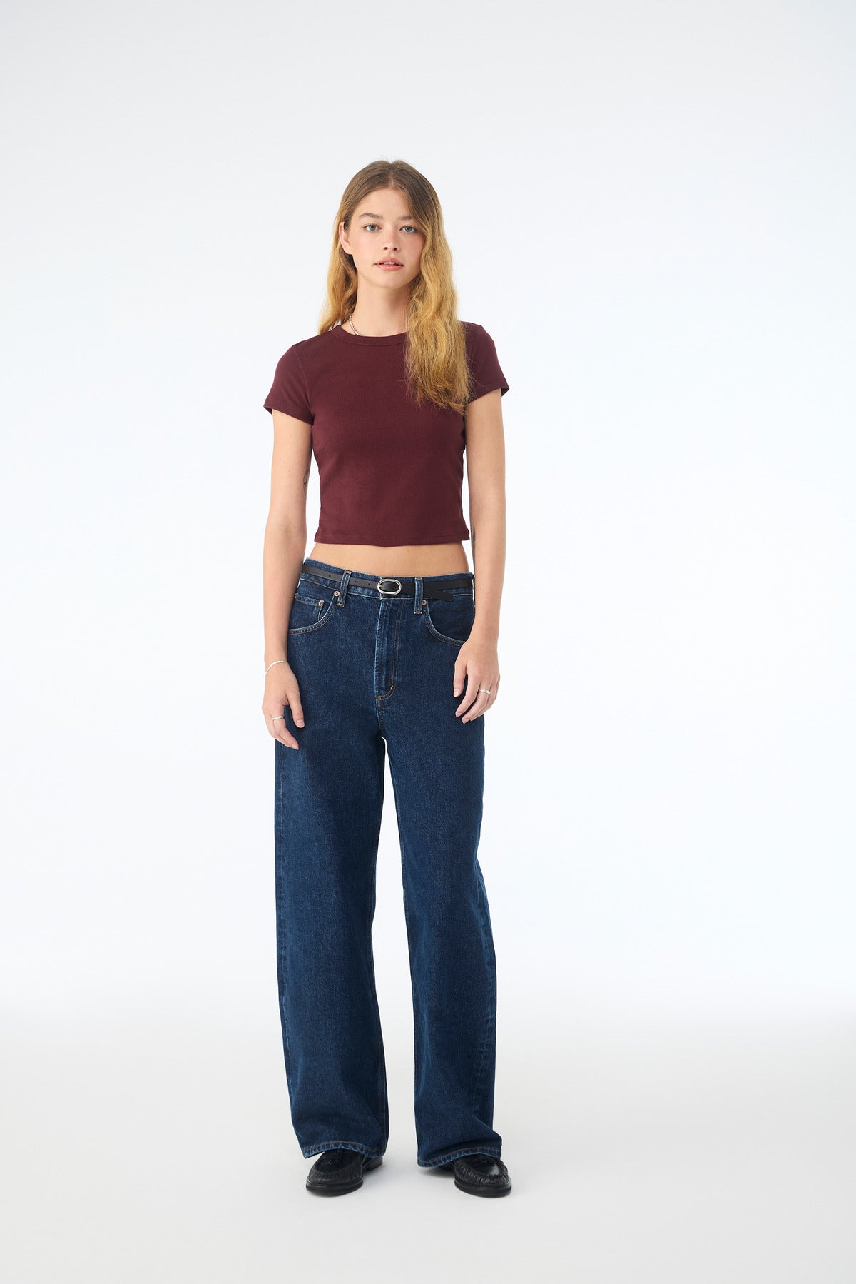 BELLA+CANVAS Women's Micro Rib Baby Tee BC1010 Solid Maroon Blend