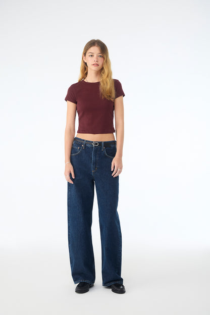 BELLA+CANVAS Women's Micro Rib Baby Tee BC1010 Solid Maroon Blend