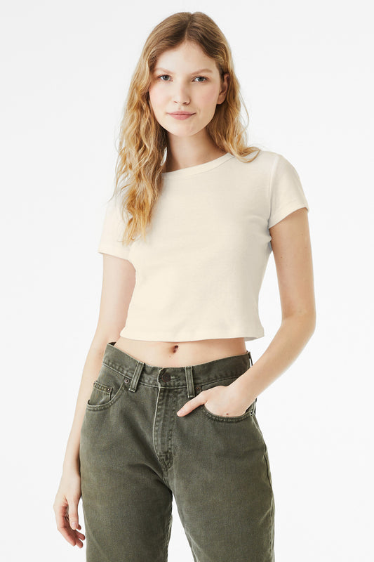 Bella+Canvas Women's Micro Rib Baby Tee BC1010 Solid Natural Blend