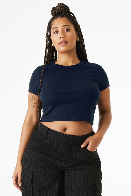 Bella+Canvas Women's Micro Rib Baby Tee BC1010 Solid Navy Blend