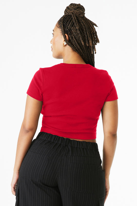 Bella+Canvas Women's Micro Rib Baby Tee BC1010 Solid Red Blend