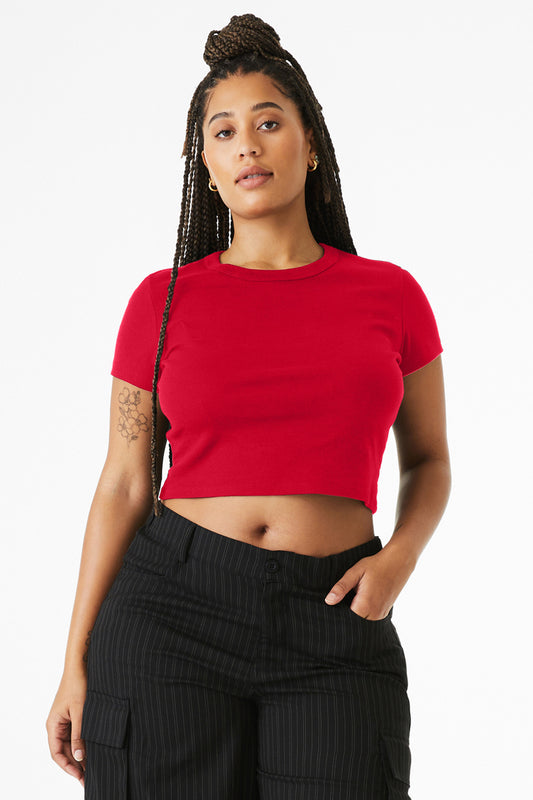 Bella+Canvas Women's Micro Rib Baby Tee BC1010 Solid Red Blend