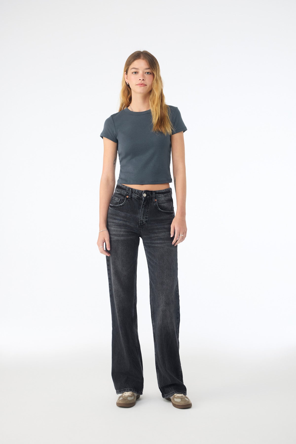 BELLA+CANVAS Women's Micro Rib Baby Tee BC1010 Solid Vintage Navy Blend