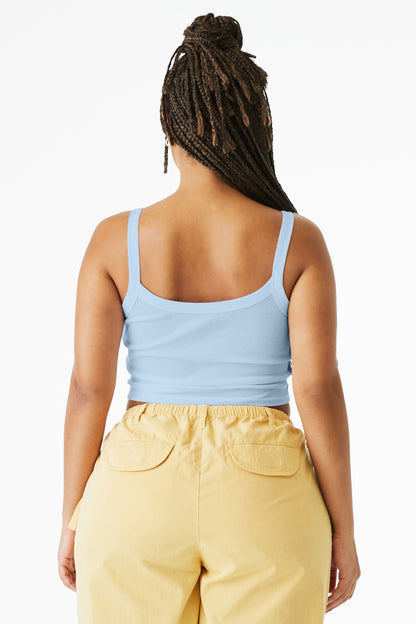 Bella+Canvas Women's Micro Rib Spaghetti Strap Tank BC1012 Solid Baby Blue Blend