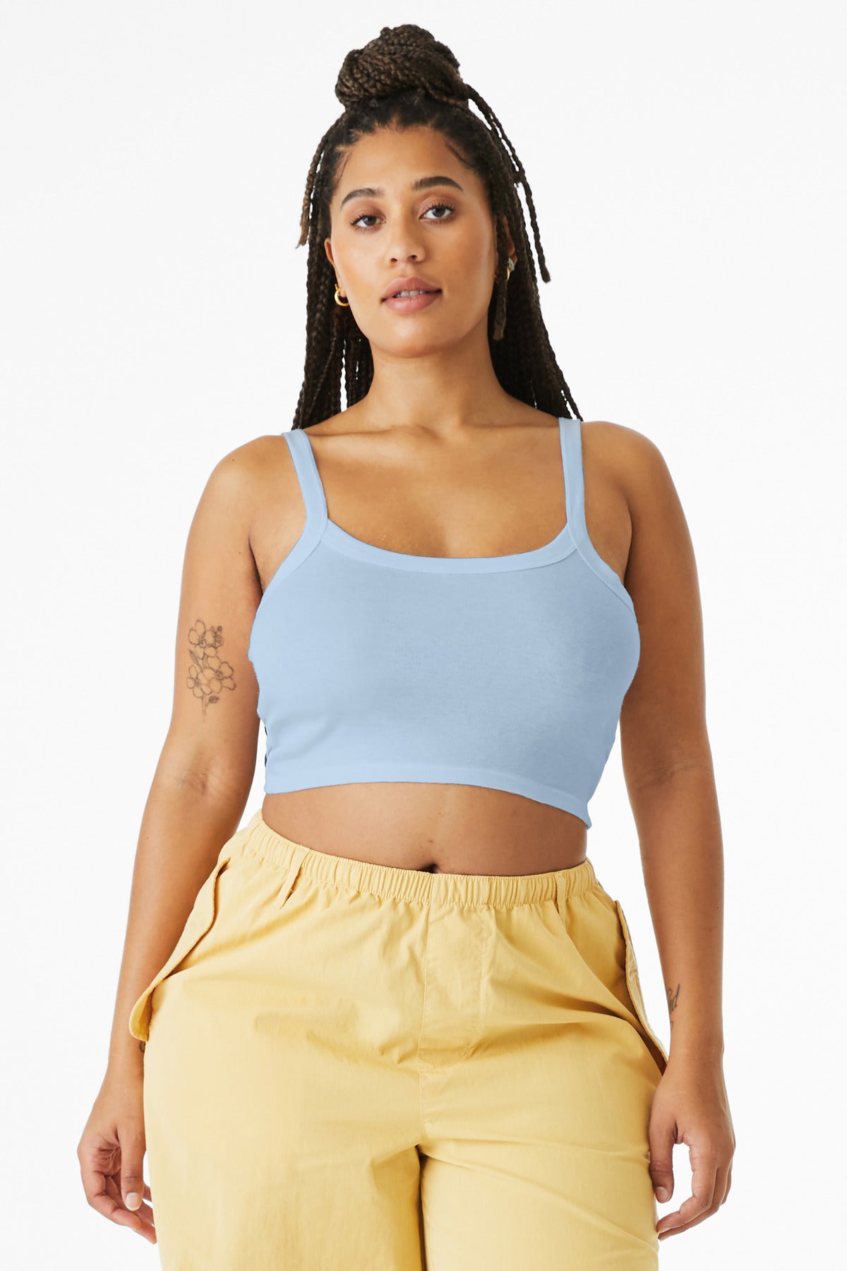 Bella+Canvas Women's Micro Rib Spaghetti Strap Tank BC1012 Solid Baby Blue Blend