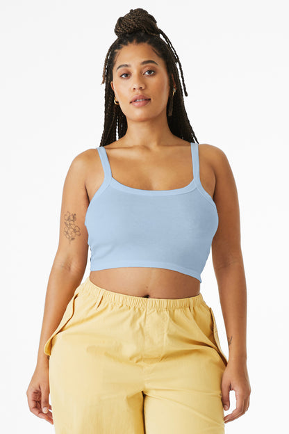 Bella+Canvas Women's Micro Rib Spaghetti Strap Tank BC1012 Solid Baby Blue Blend