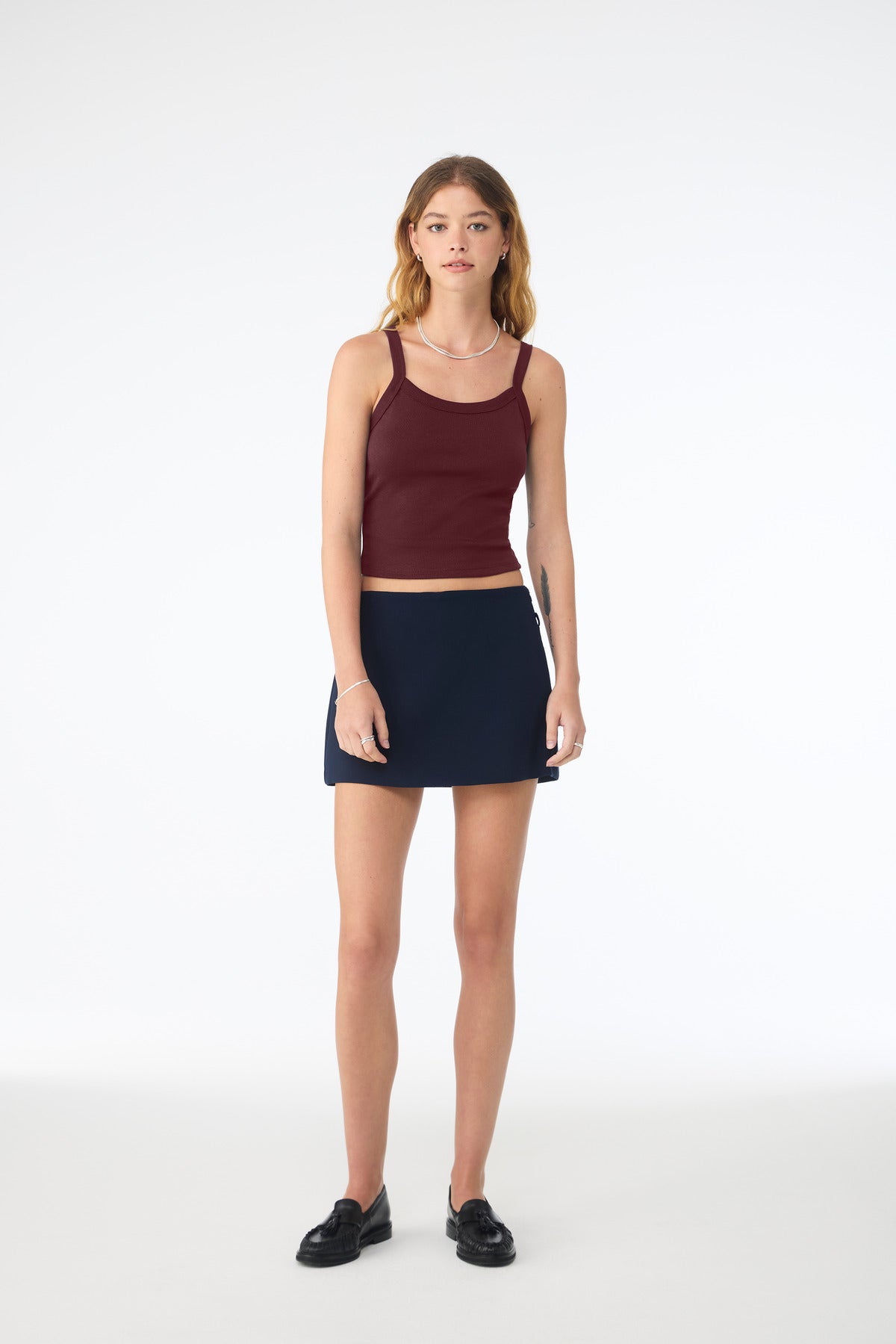 BELLA+CANVAS Women's Micro Rib Spaghetti Strap Tank BC1012 Solid Maroon Blend