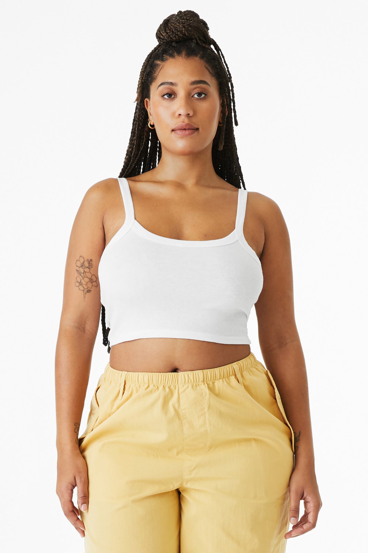 Bella+Canvas Women's Micro Rib Spaghetti Strap Tank BC1012 Solid White Blend