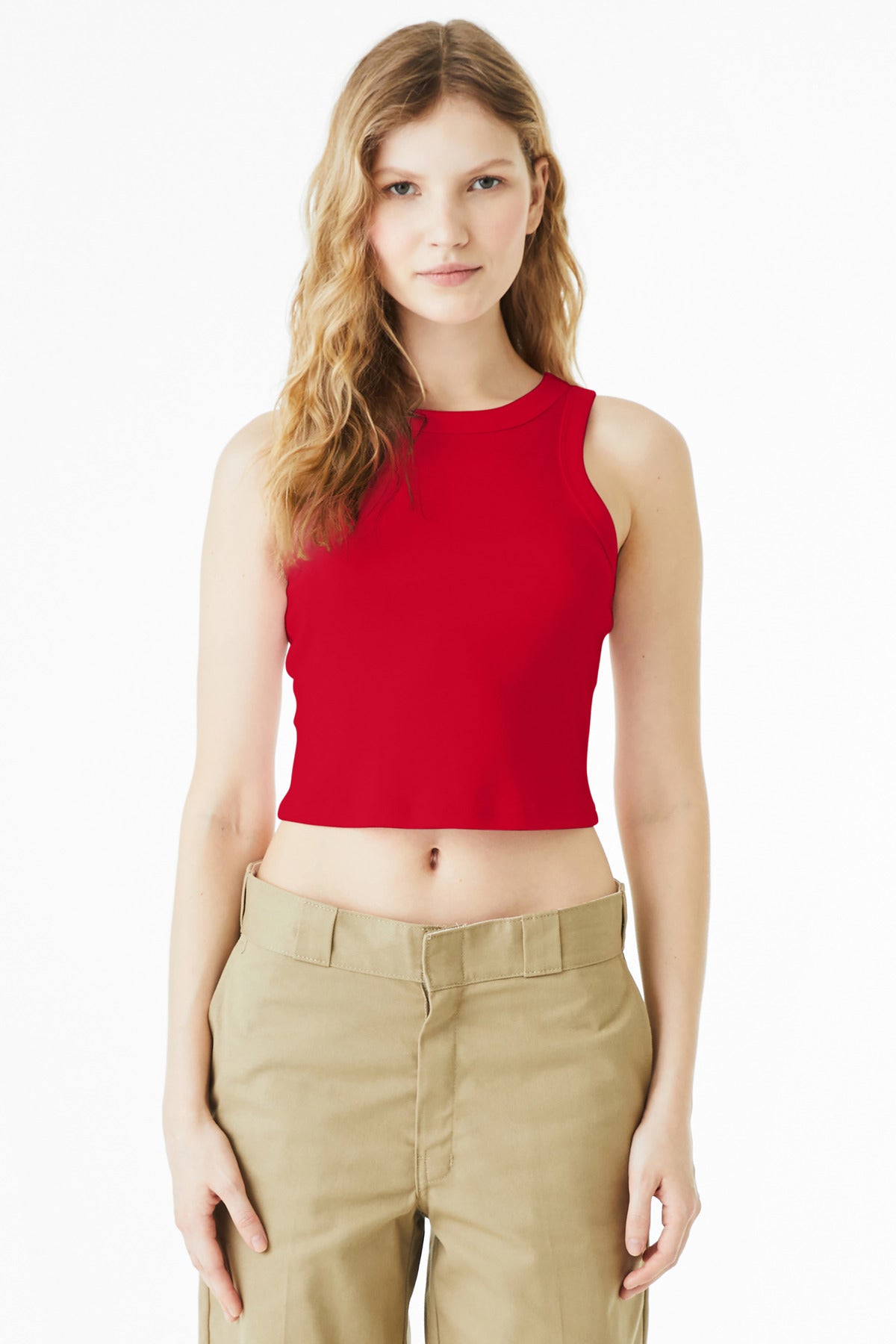 Bella+Canvas Women's Micro Rib Racer Tank BC1019 Solid Red Blend