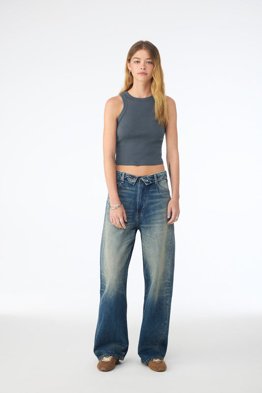 BELLA+CANVAS Women's Micro Rib Racer Tank BC1019 Solid Vintage Navy Blend