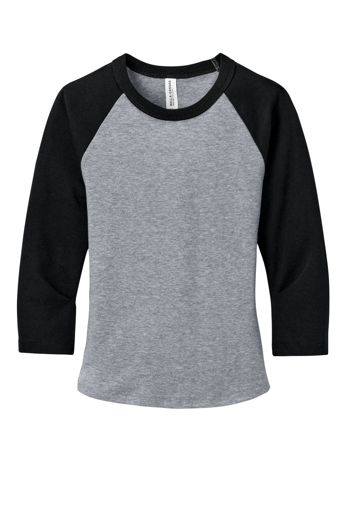 Bella+Canvas Women's Micro Rib 3/4 Raglan Baby Tee BC1200 Athletic Heather/Black