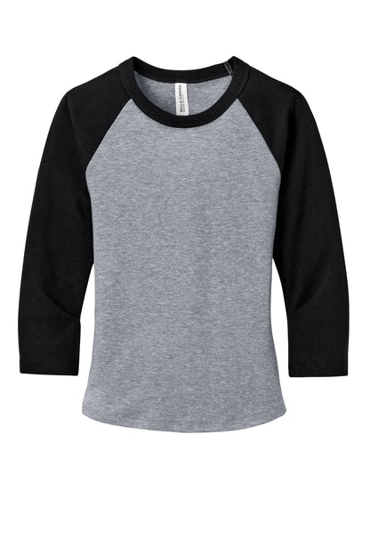 Bella+Canvas Women's Micro Rib 3/4 Raglan Baby Tee BC1200 Athletic Heather/Black