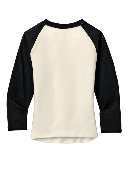 Bella+Canvas Women's Micro Rib 3/4 Raglan Baby Tee BC1200 Natural/Black