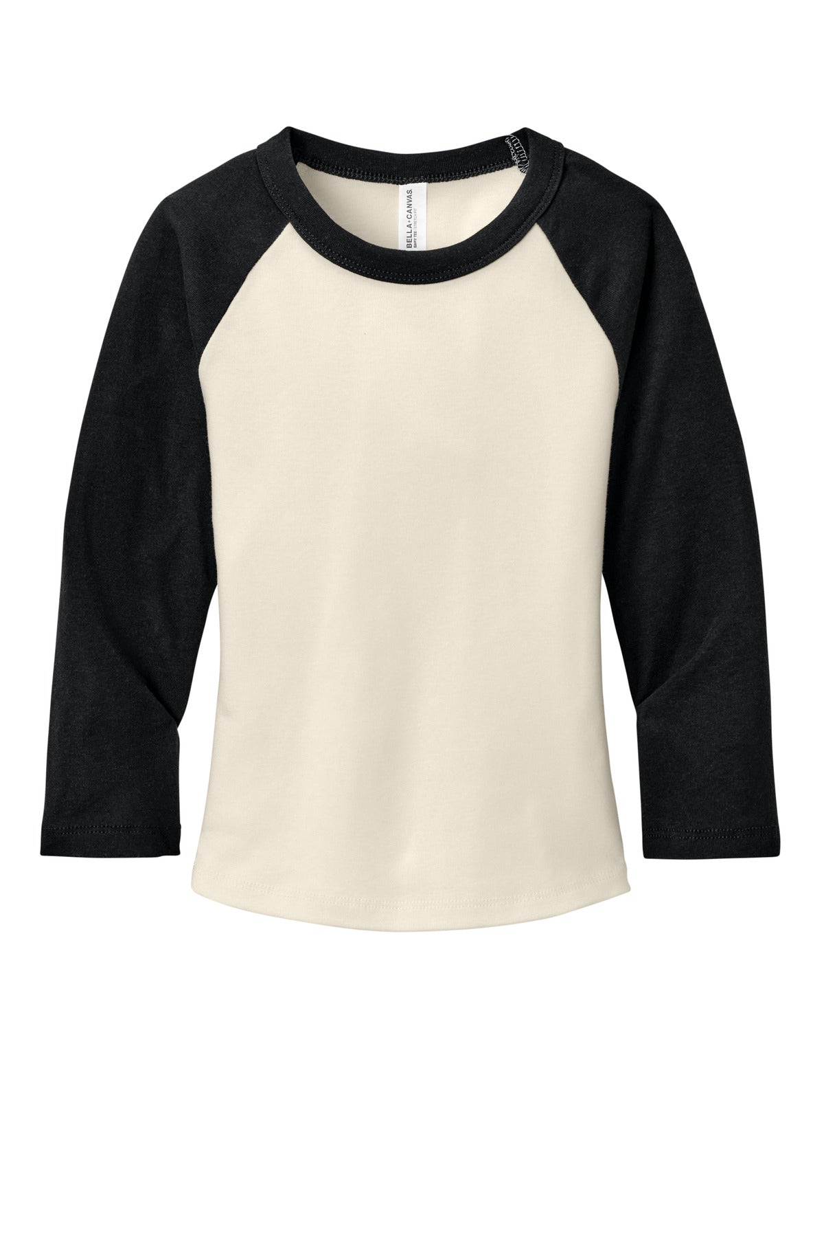 Bella+Canvas Women's Micro Rib 3/4 Raglan Baby Tee BC1200 Natural/Black