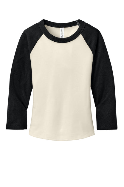 Bella+Canvas Women's Micro Rib 3/4 Raglan Baby Tee BC1200 Natural/Black