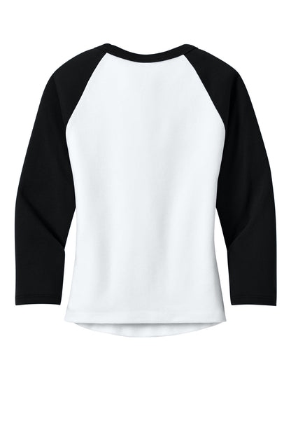 Bella+Canvas Women's Micro Rib 3/4 Raglan Baby Tee BC1200 White/Black
